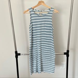 Blue with white stripe dress with pockets